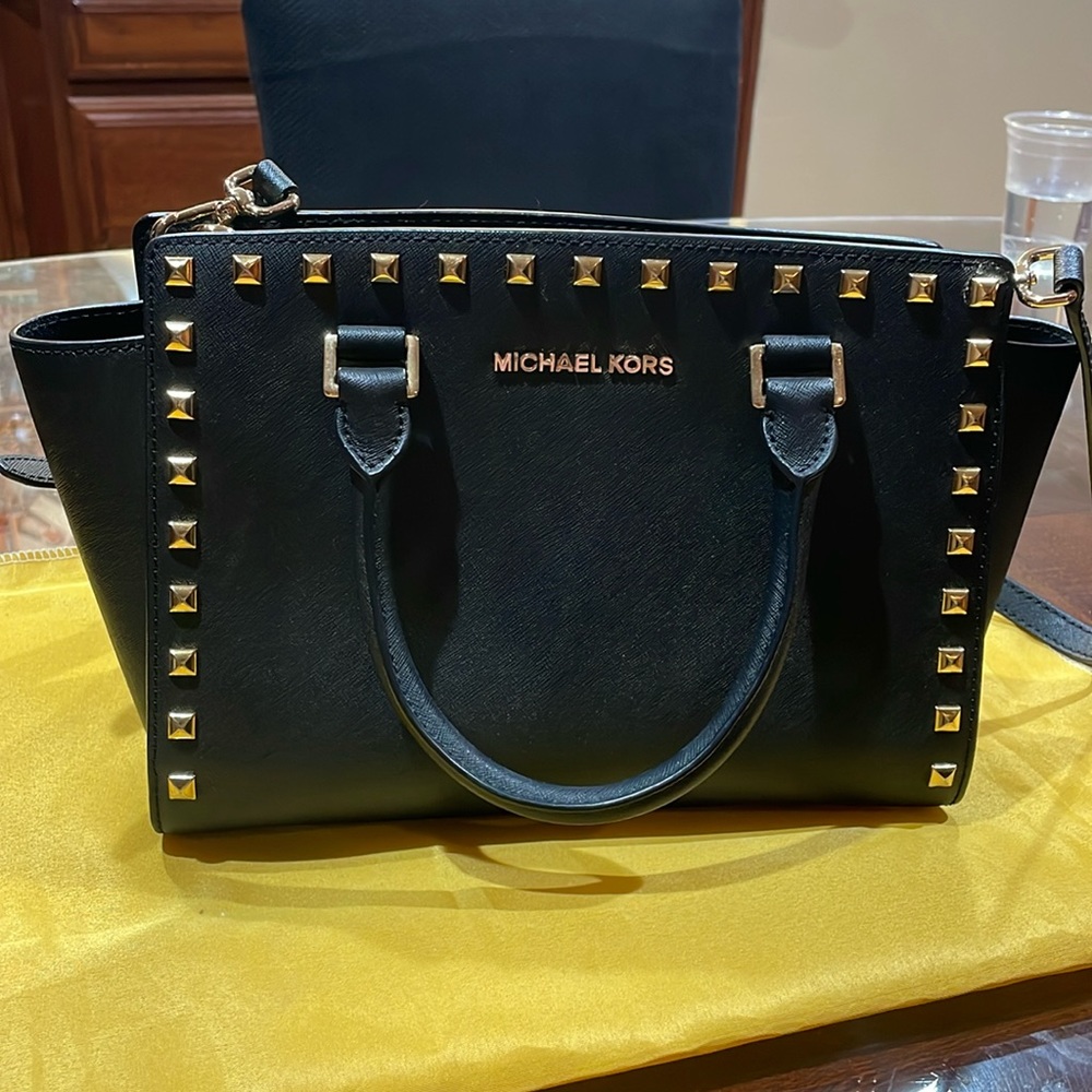 Michael Kors Studded Purse with Handles Leather Top Handle or Crossbody Selma